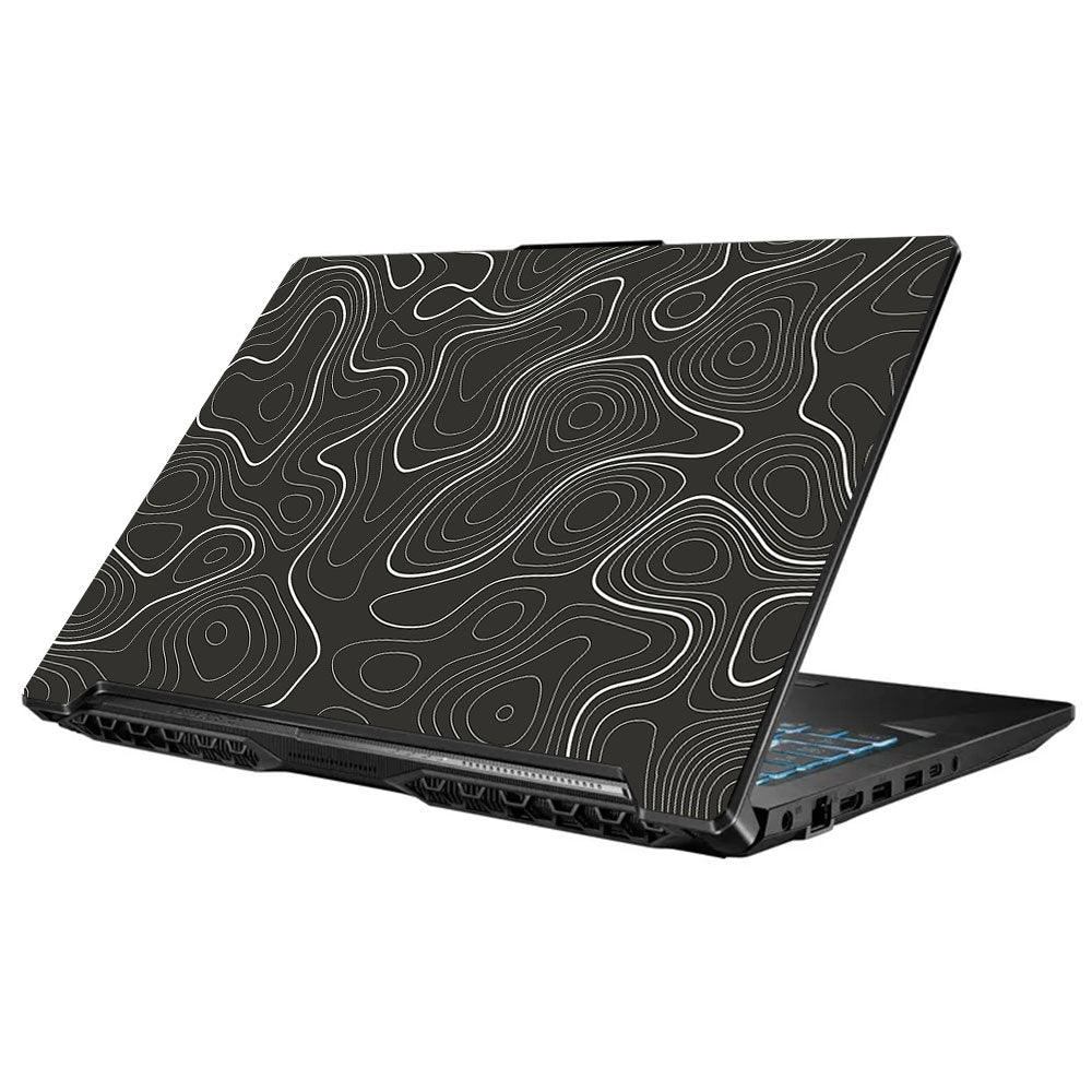 Grayscale Topographic Lines Asus TUF Gaming F17 FX706 Laptop Skin