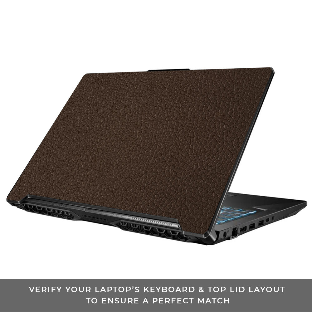 Textured Brown Leather Asus TUF Gaming F17 FX706 Laptop Skin
