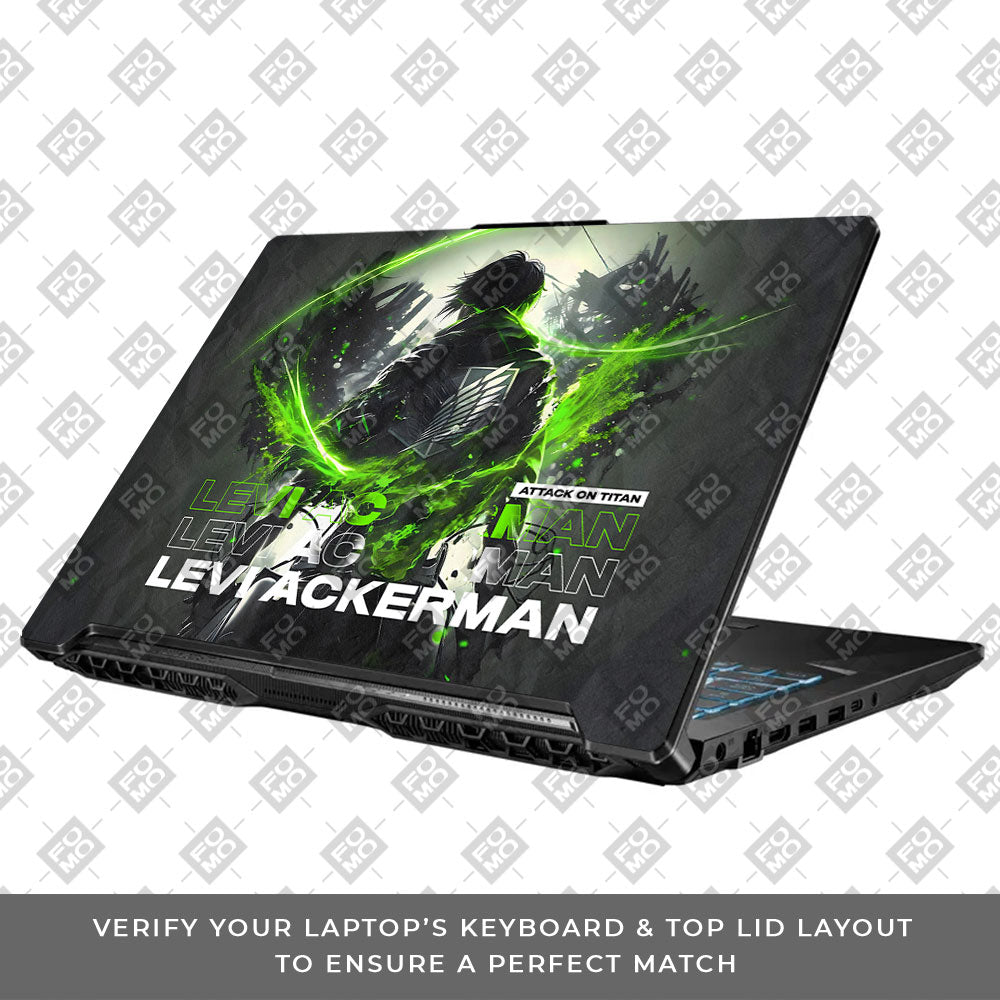 Levi Ackerman Neon Fury Asus TUF Gaming F17 FX706 Laptop Skin