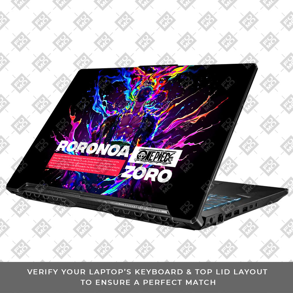Zoro with Neon Flames Asus TUF Gaming F17 FX706 Laptop Skin