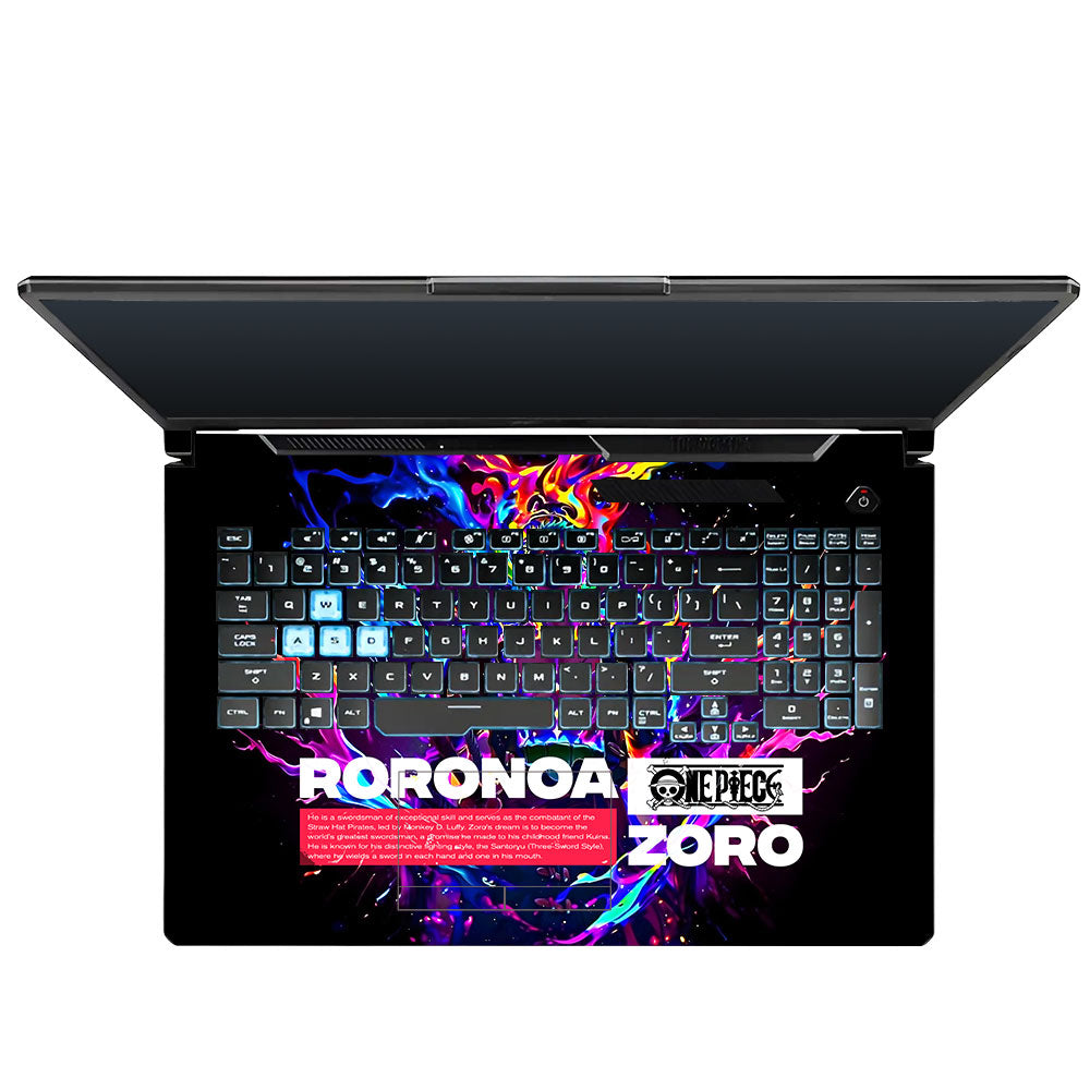 Zoro with Neon Flames Asus TUF Gaming F17 FX706 Laptop Skin