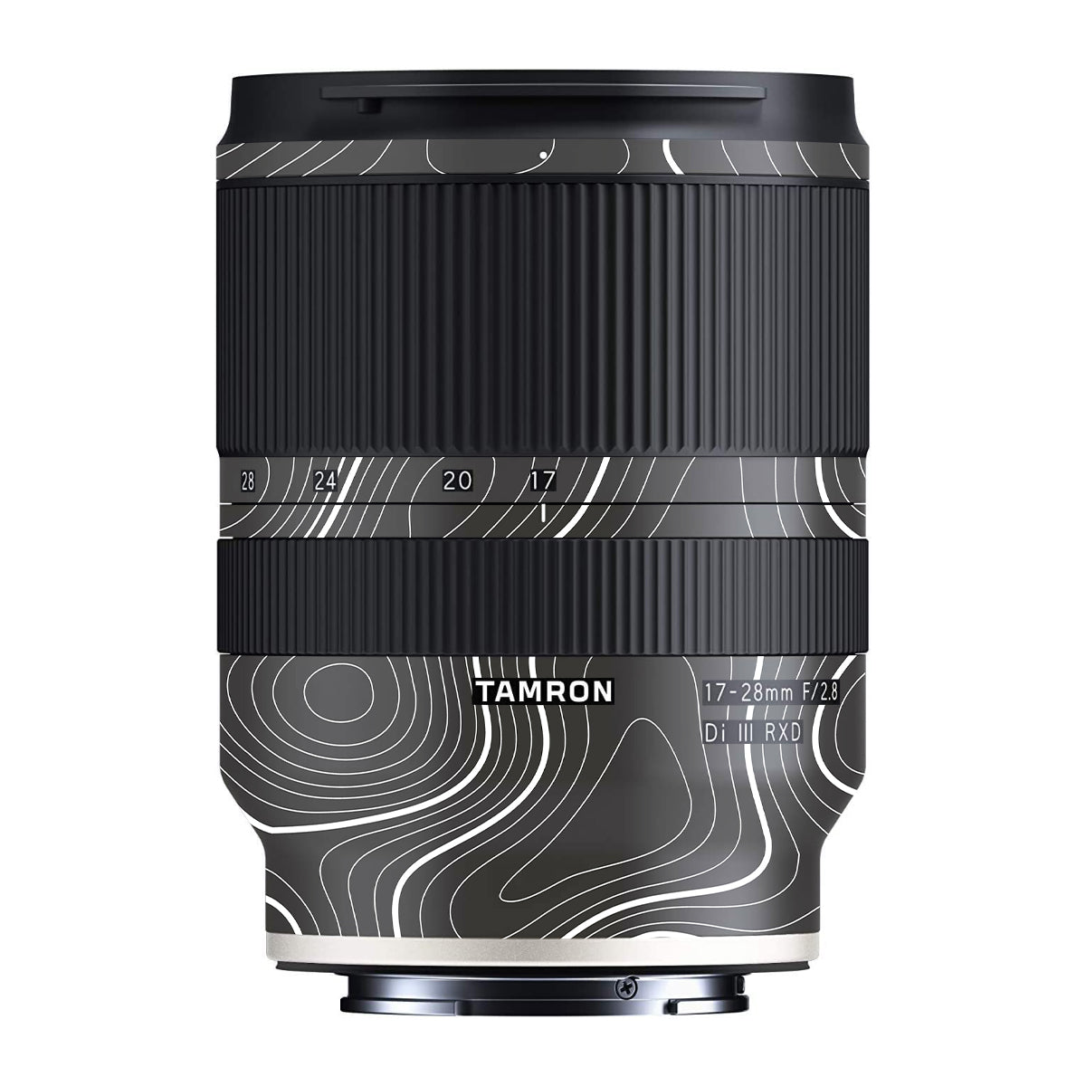 Grayscale Topographic Lines Tamron 17-28mm F/2.8 Camera Lens Skin