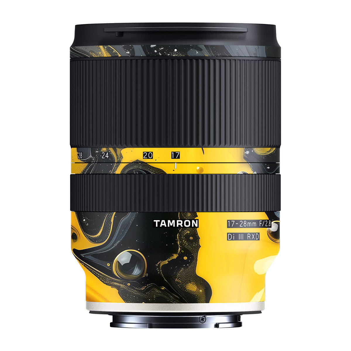 Yellow and Black Paint Swirls Tamron 17-28mm F/2.8 Camera Lens Skin