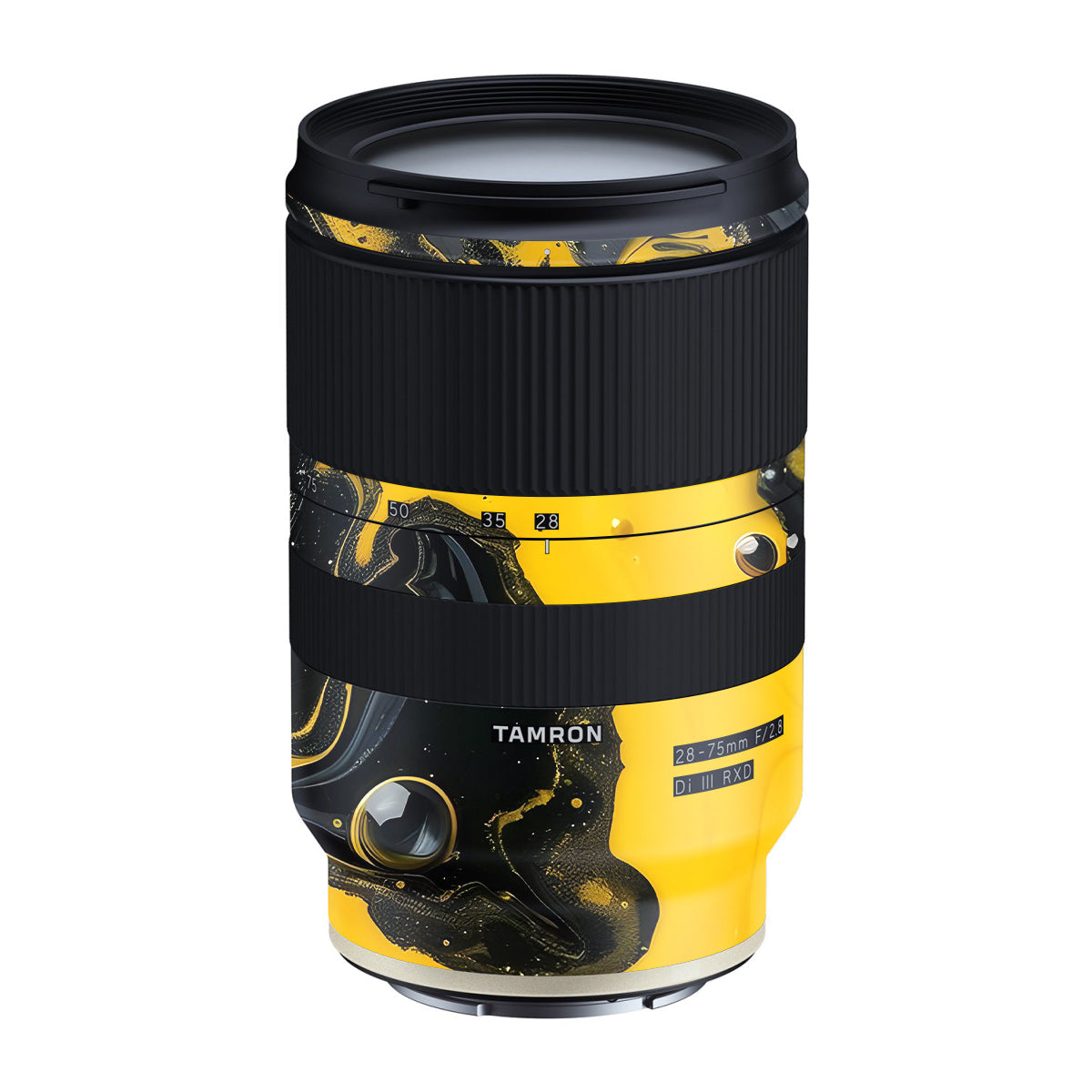 Yellow and Black Paint Swirls Tamron Lens 28-75mm F/2.8 Gen 1 Camera Lens Skin