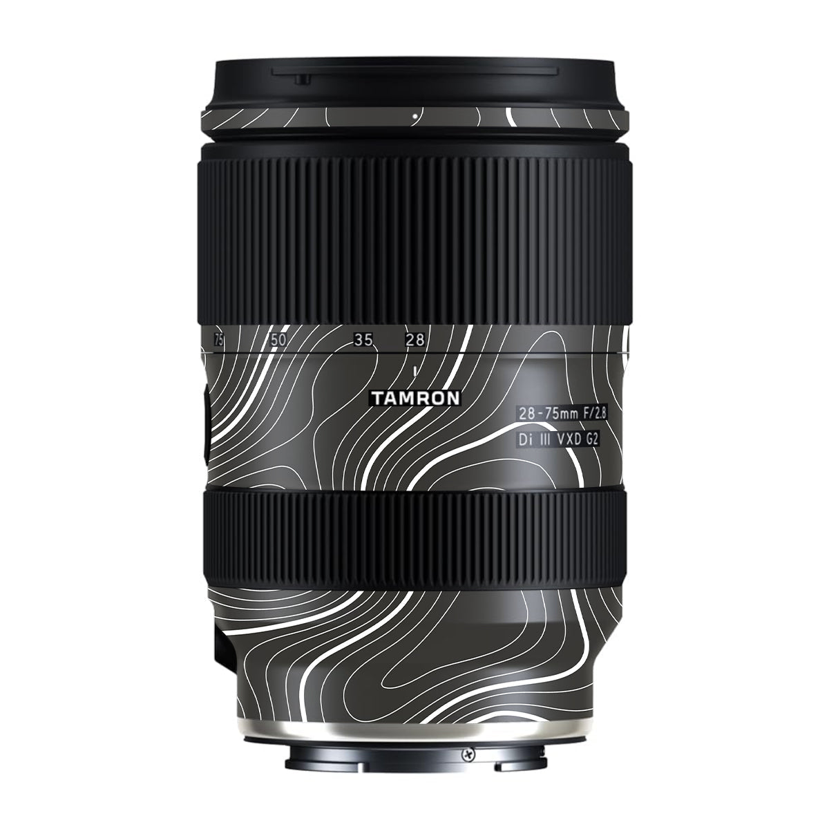 Grayscale Topographic Lines Tamron Lens 28-75mm F/2.8 Gen 2 Camera Lens Skin