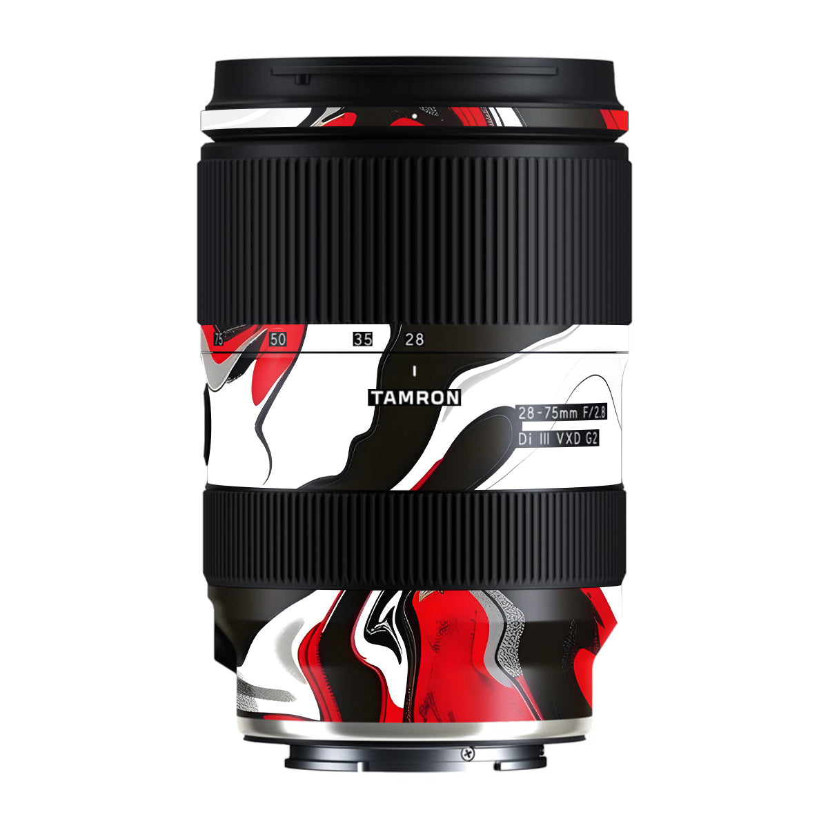 Scarlet and White Motion Tamron Lens 28-75mm F/2.8 Gen 2 Camera Lens Skin