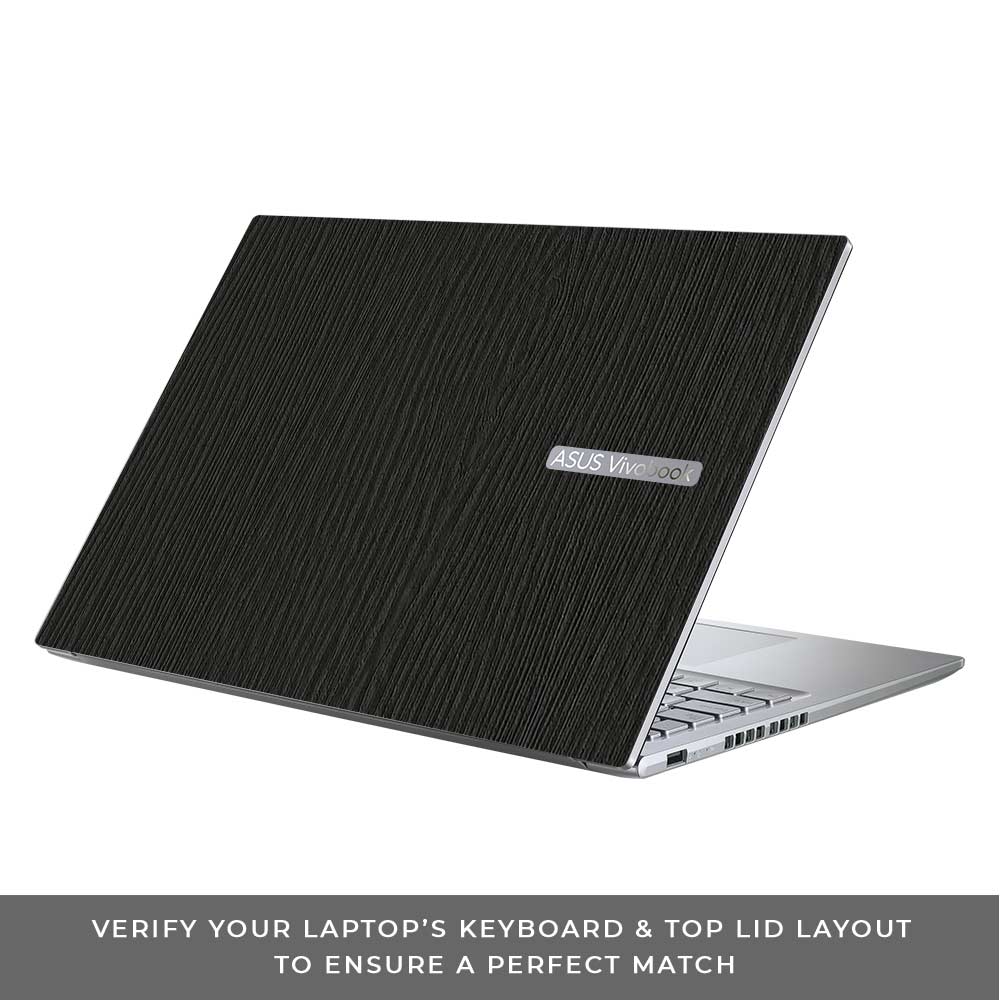 Textured Black Wood Asus Vivobook 16X M1603QA Laptop Skin