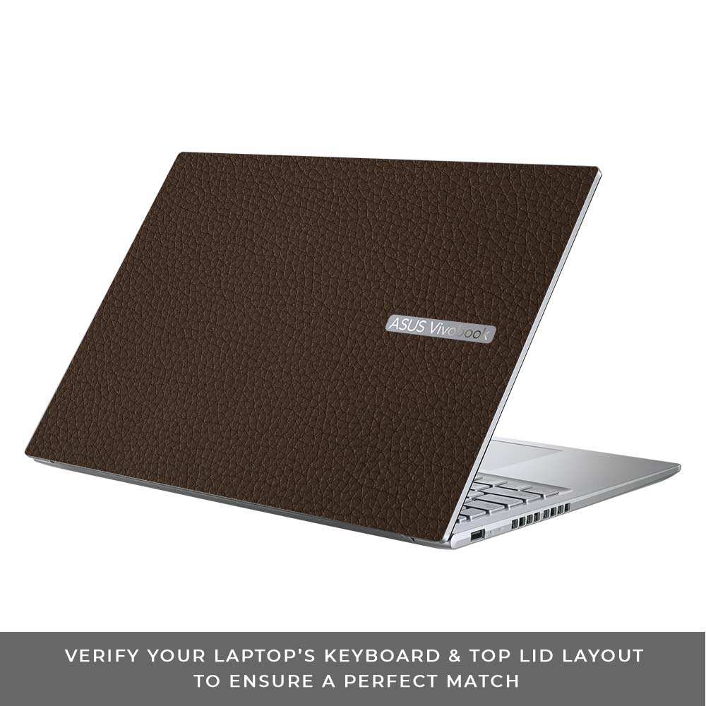 Textured Brown Leather Asus Vivobook 16X M1603QA Laptop Skin