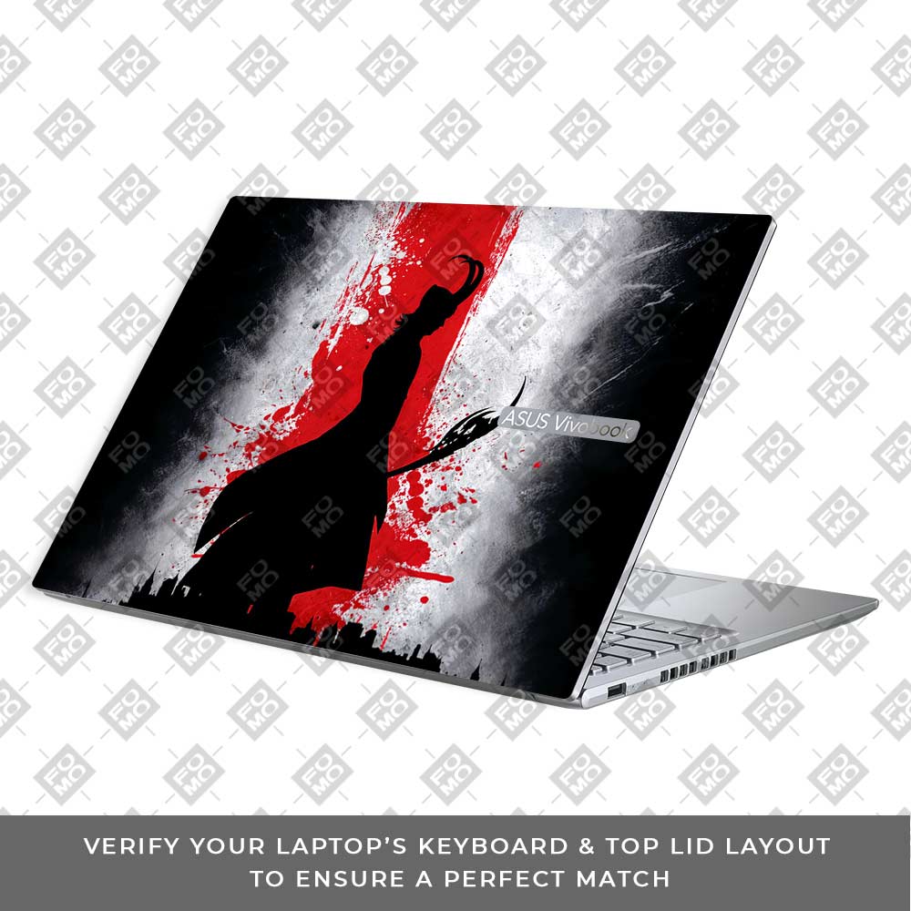 Loki Silhouette Red Strike Asus Vivobook 16X M1603QA Laptop Skin