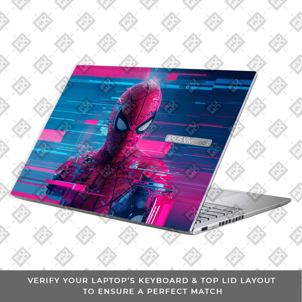 Glitch Spider Neon Web Asus Vivobook 16X M1603QA Laptop Skin