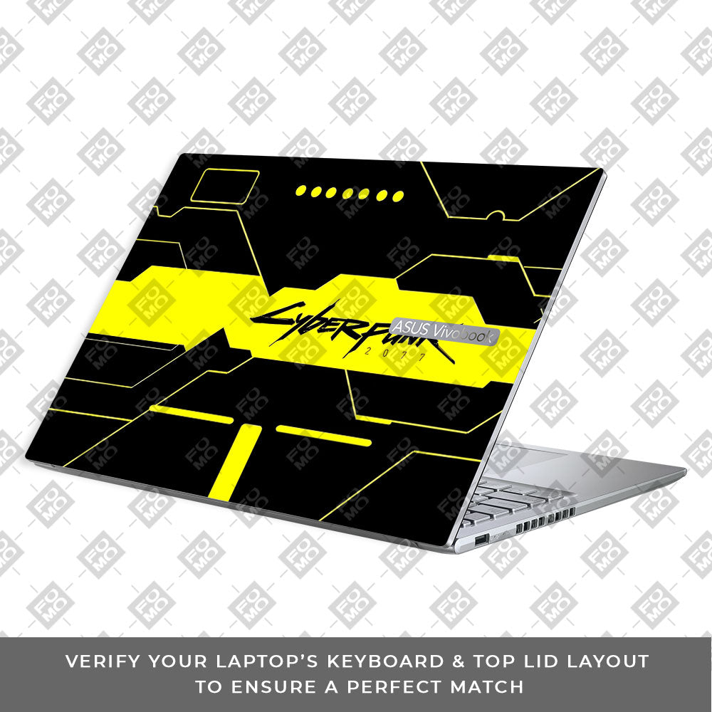 Cyberpunk Yellowline Grid Asus Vivobook 16X M1603QA Laptop Skin