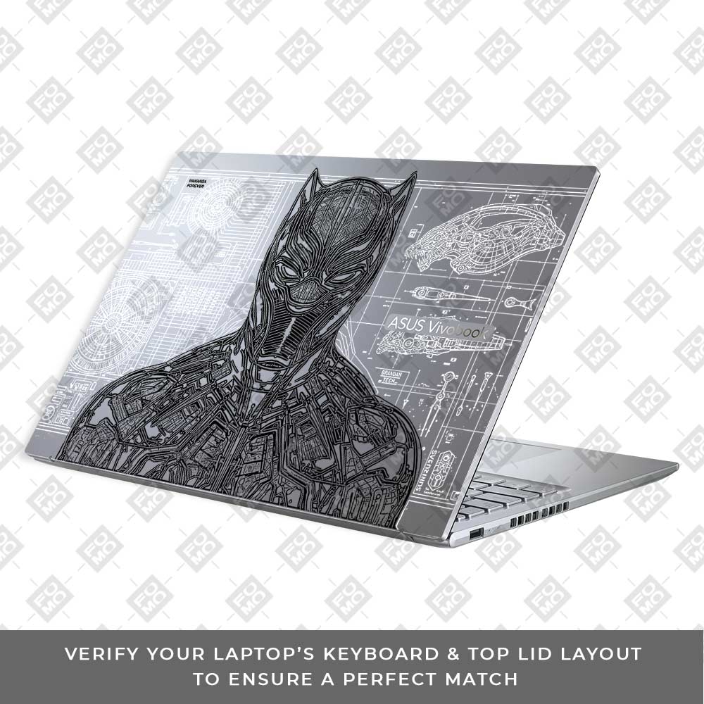 Transparent Black Panther Techshell Asus Vivobook 16X M1603QA Laptop Skin
