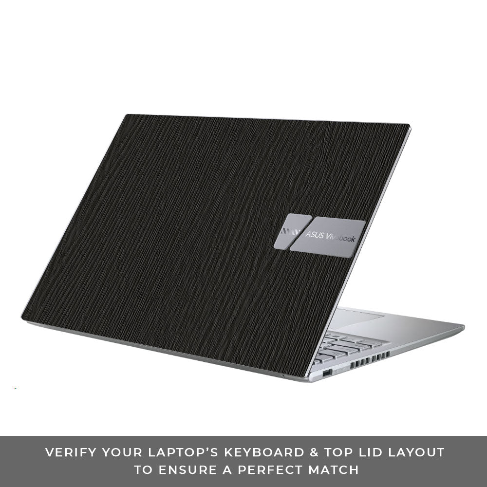 Textured Black Wood Asus Vivobook X1605ZA Laptop Skin