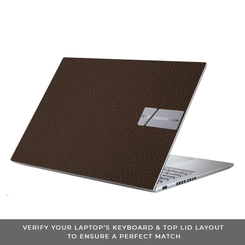 Textured Brown Leather Asus Vivobook X1605ZA Laptop Skin