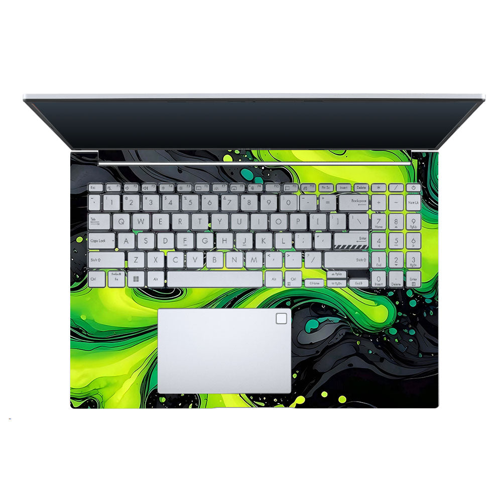 Neon Green Paint Swirls Asus Vivobook X1605ZA Laptop Skin