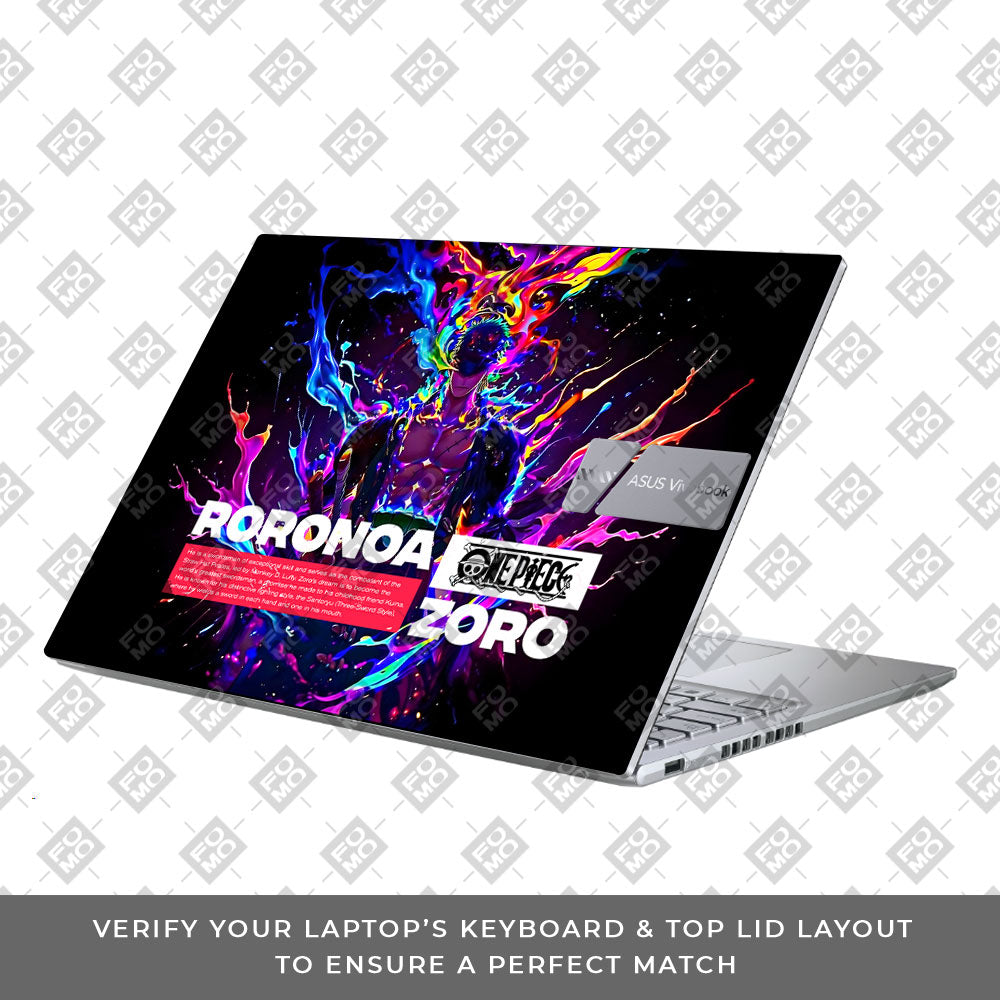 Zoro with Neon Flames Asus Vivobook X1605ZA Laptop Skin