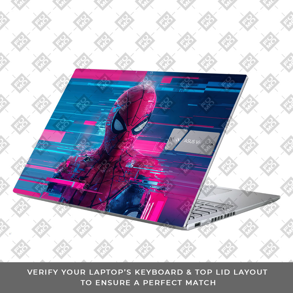 Glitch Spider Neon Web Asus Vivobook X1605ZA Laptop Skin