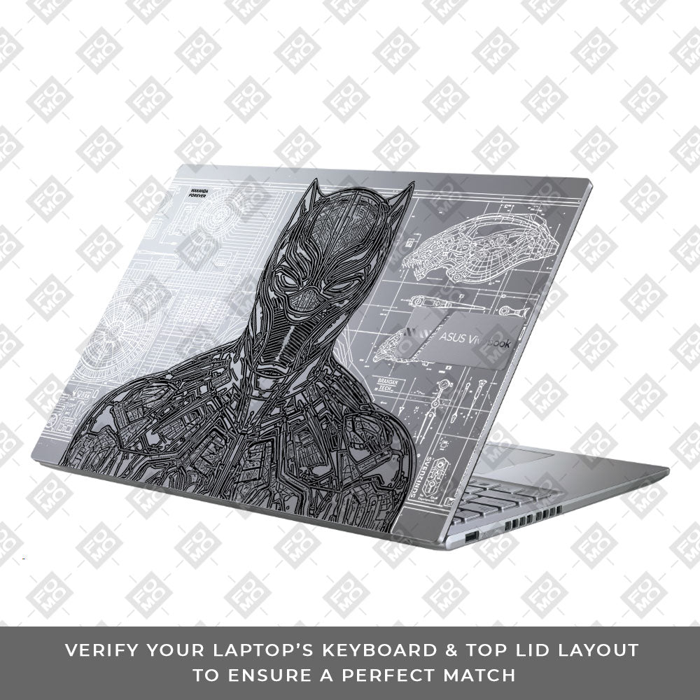 Transparent Black Panther Techshell Asus Vivobook X1605ZA Laptop Skin