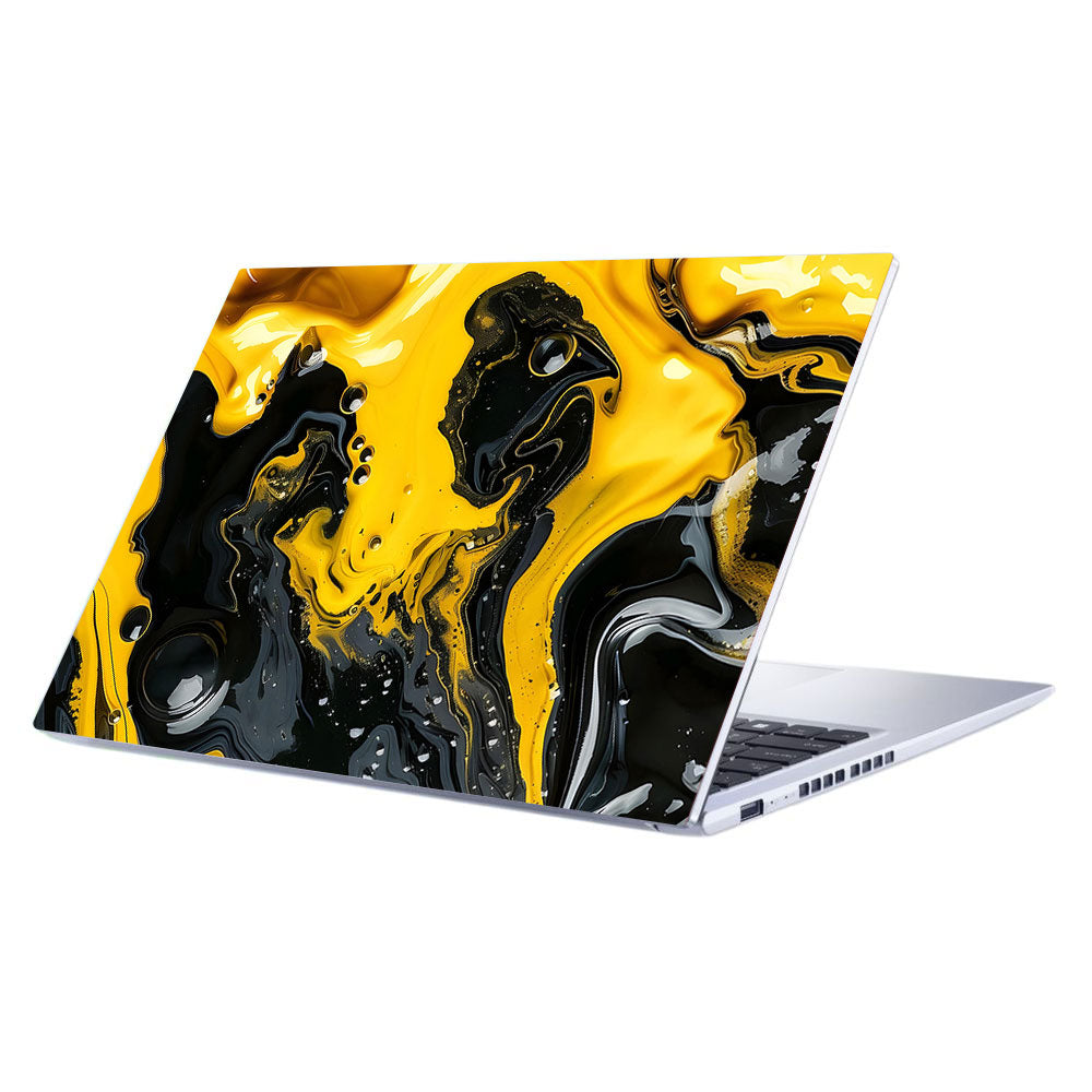 Yellow and Black Paint Swirls Asus Vivobook 15 X1502ZA Laptop Skin