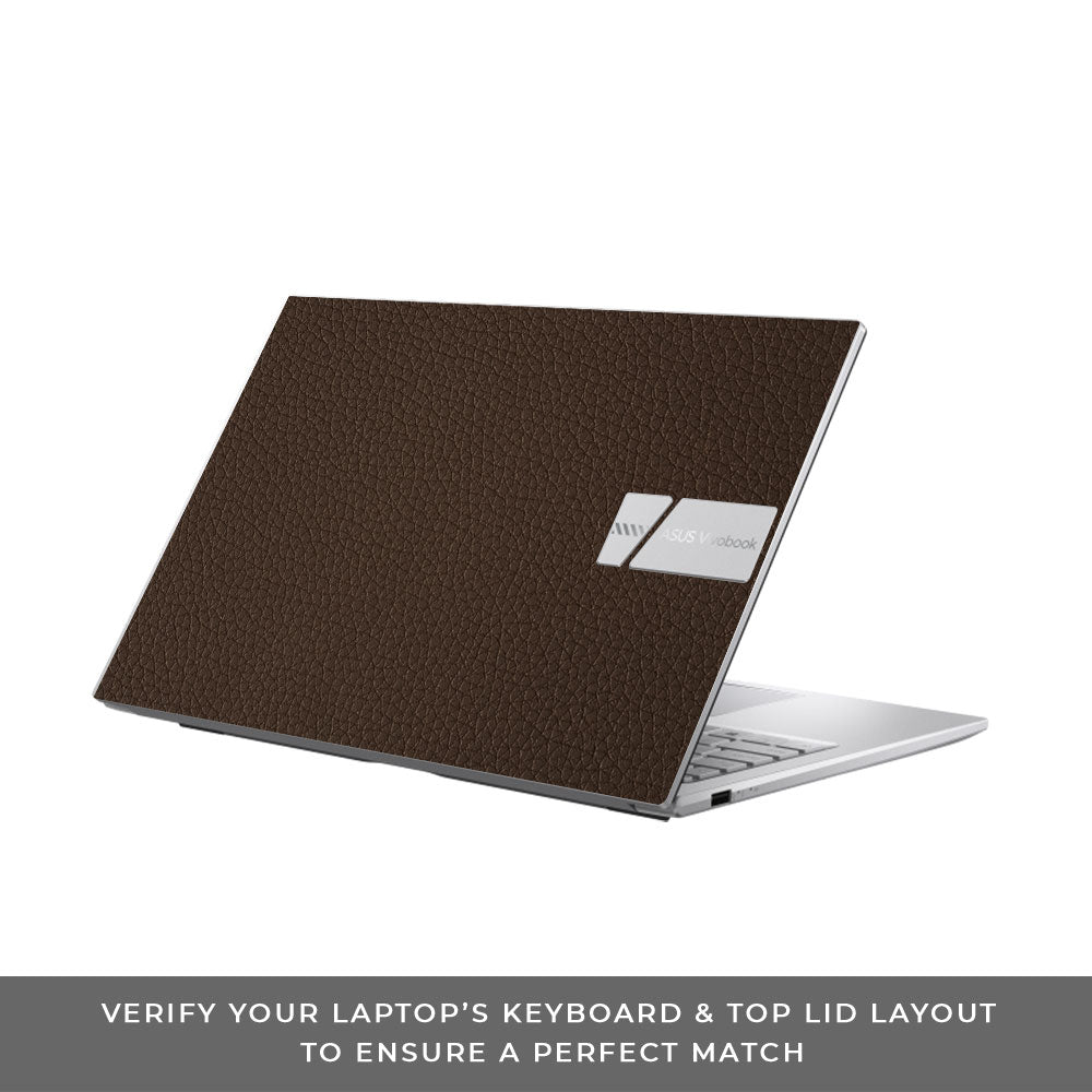 Textured Brown Leather Asus Vivobook 15 X1504ZA Laptop Skin