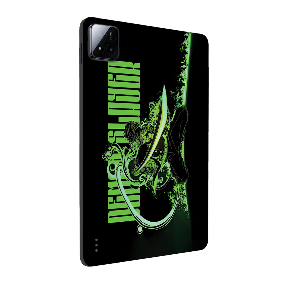 Xiaomi Pad 7 Tanjiro Green Flame Dance Anime 3D Tablet Skin