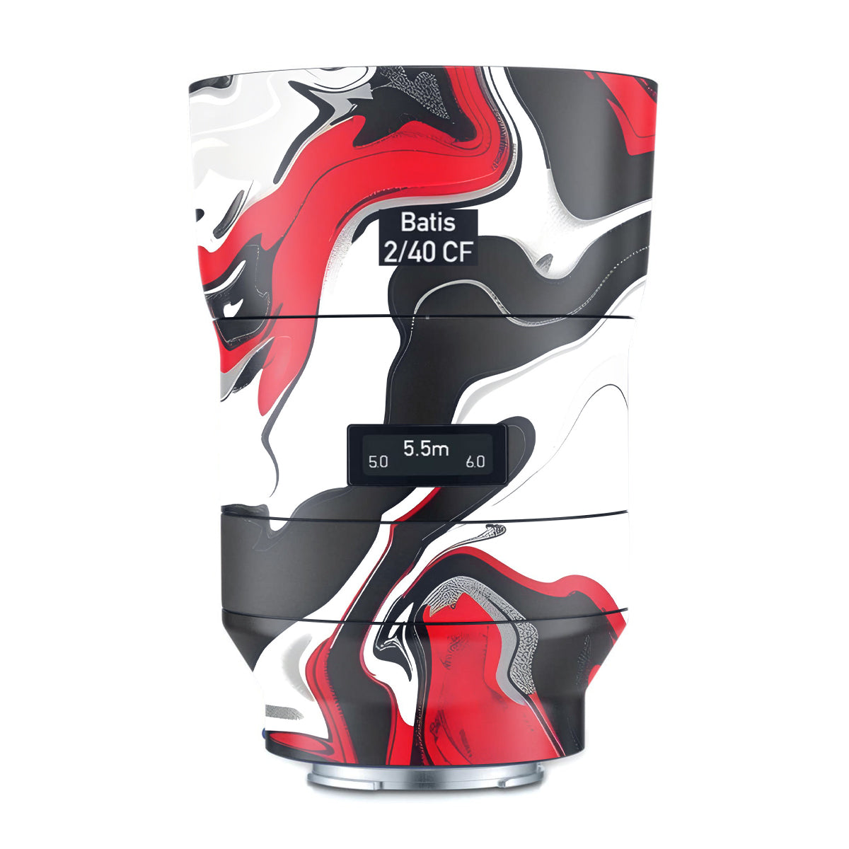 Scarlet and White Motion Zeiss Batis 40mm F/2 CF E-mount Camera Lens Skin