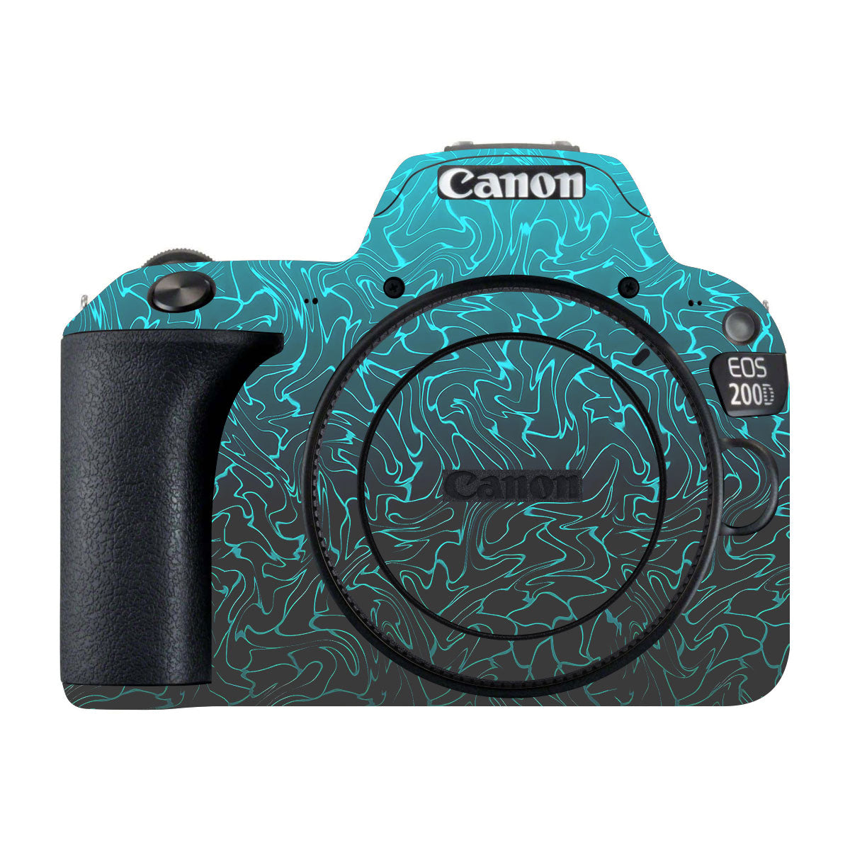 Cyan Blue to Black Gradient Canon EOS 200D Camera Skins
