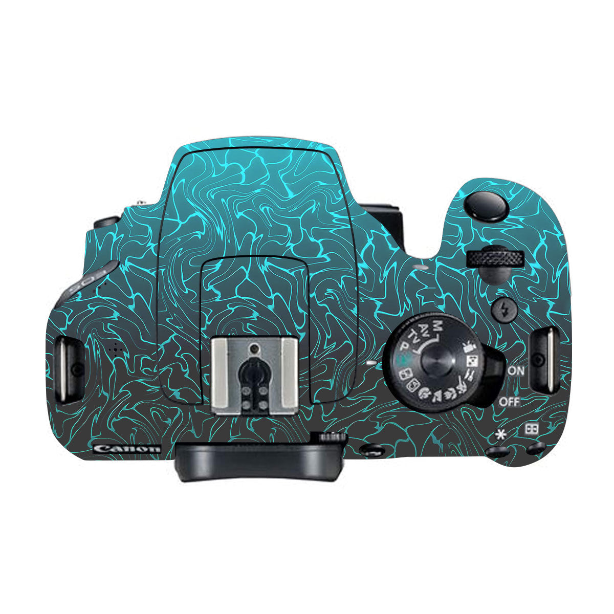 Cyan Blue to Black Gradient Canon EOS 200D Camera Skins