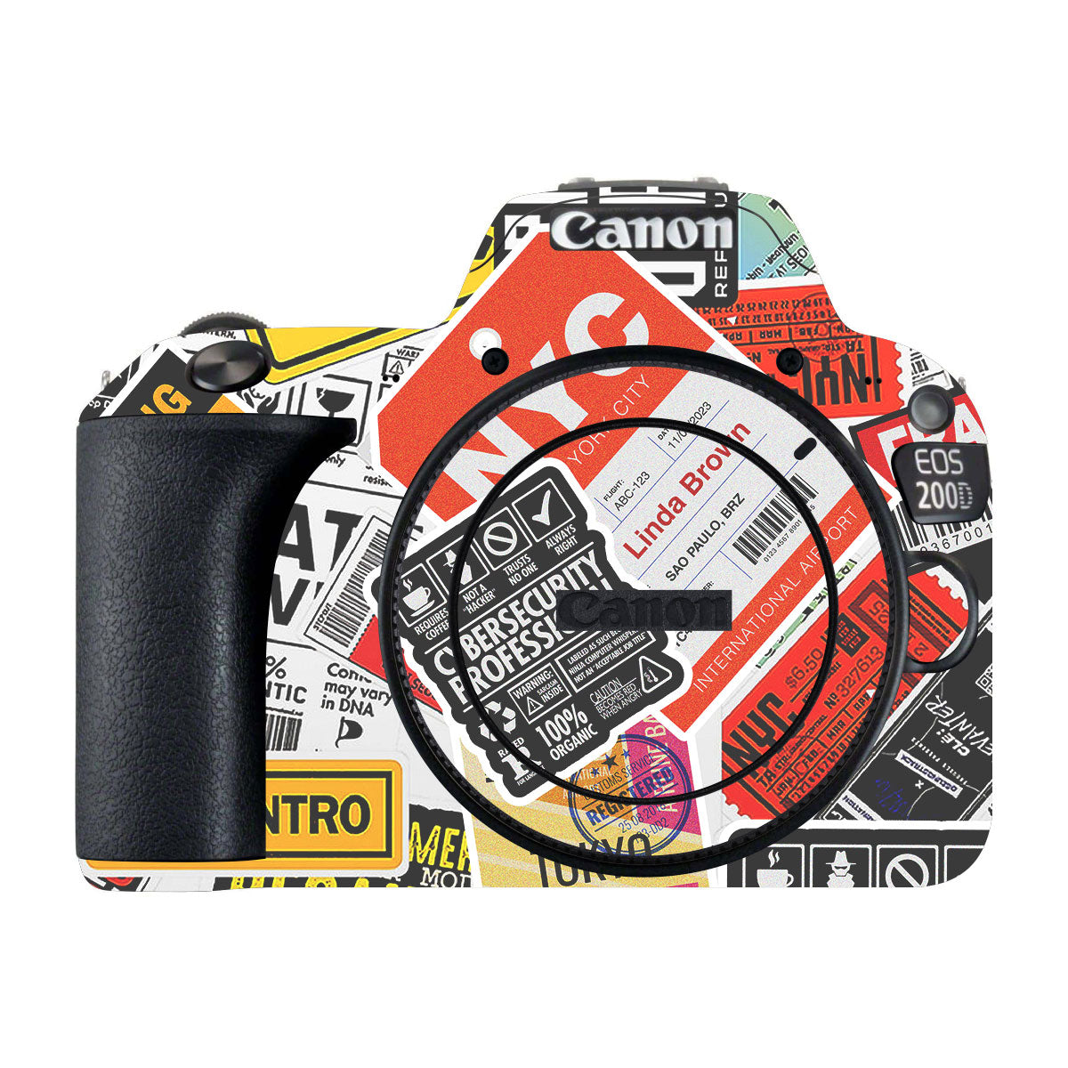 Tech Aesthetic Sticker Collage Canon EOS 200D Camera Skins