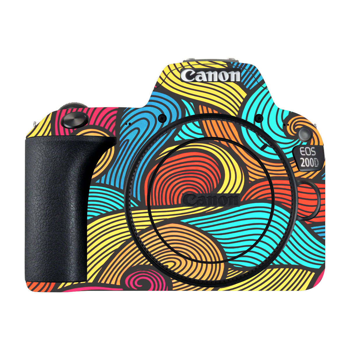 Retro Colorful Doodle Art Pattern Canon EOS 200D Camera Skin