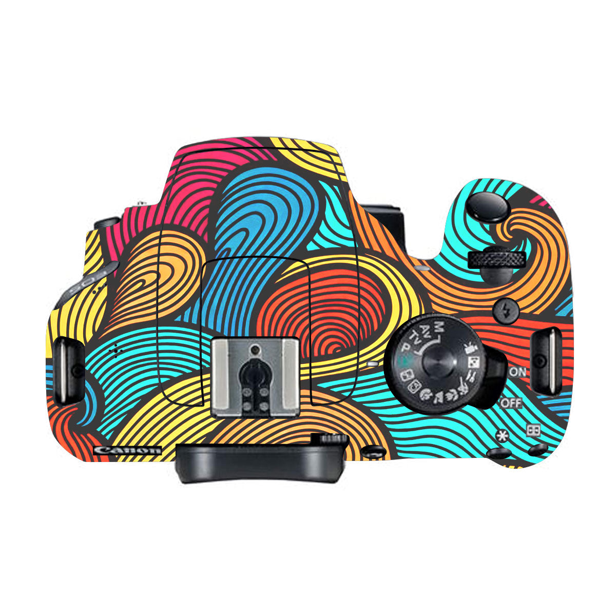 Retro Colorful Doodle Art Pattern Canon EOS 200D Camera Skin