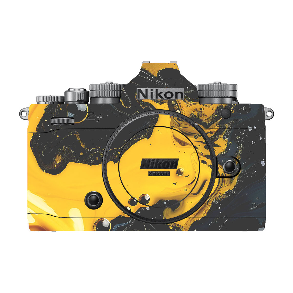 Yellow and Black Paint Swirls Nikon ZF Camera Skins