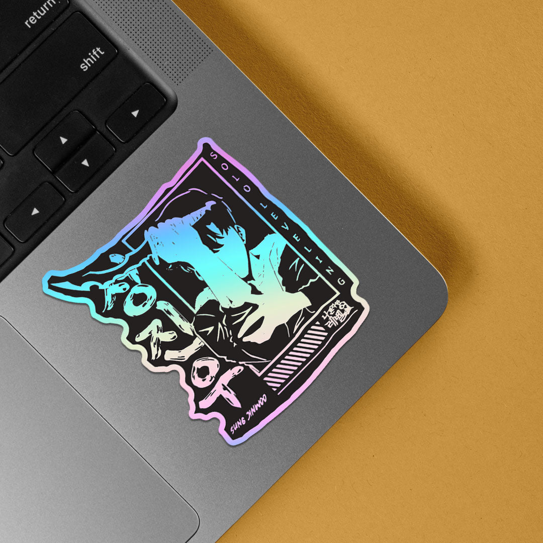 Sung Jin Woo Solo Leveling BW Holographic Stickers
