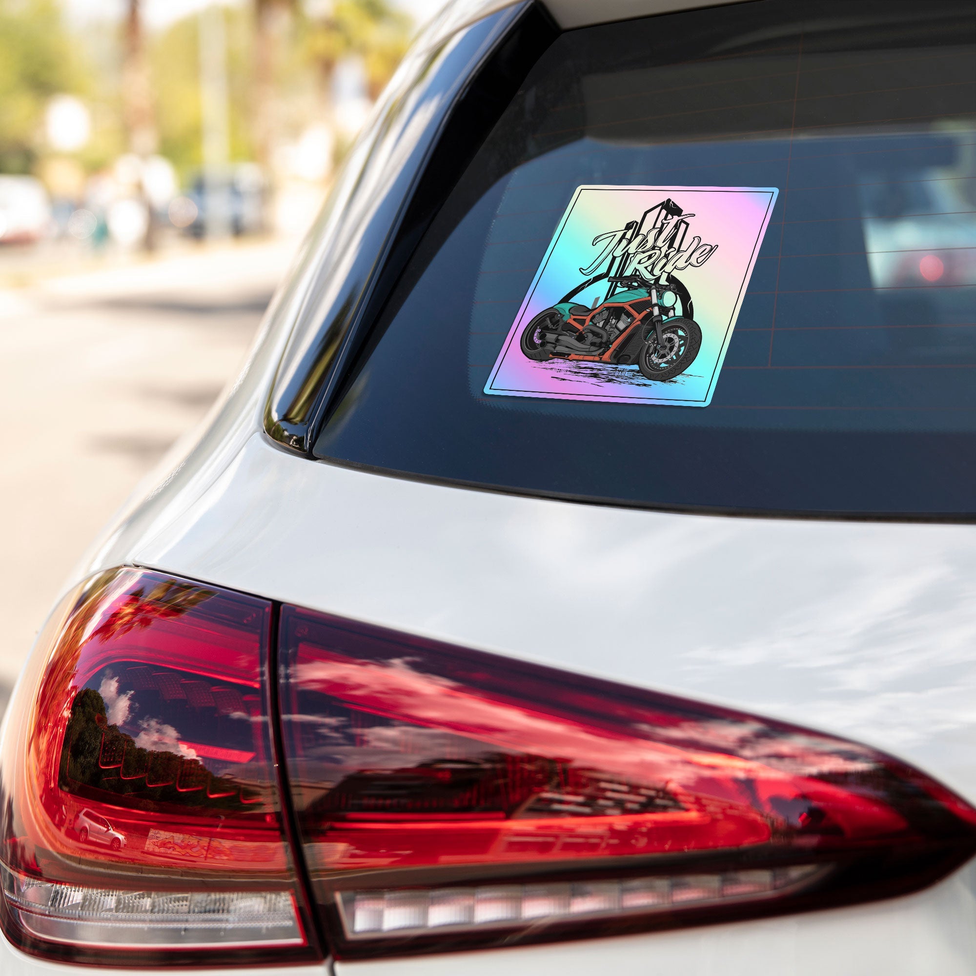 Just Ride Holographic Stickers