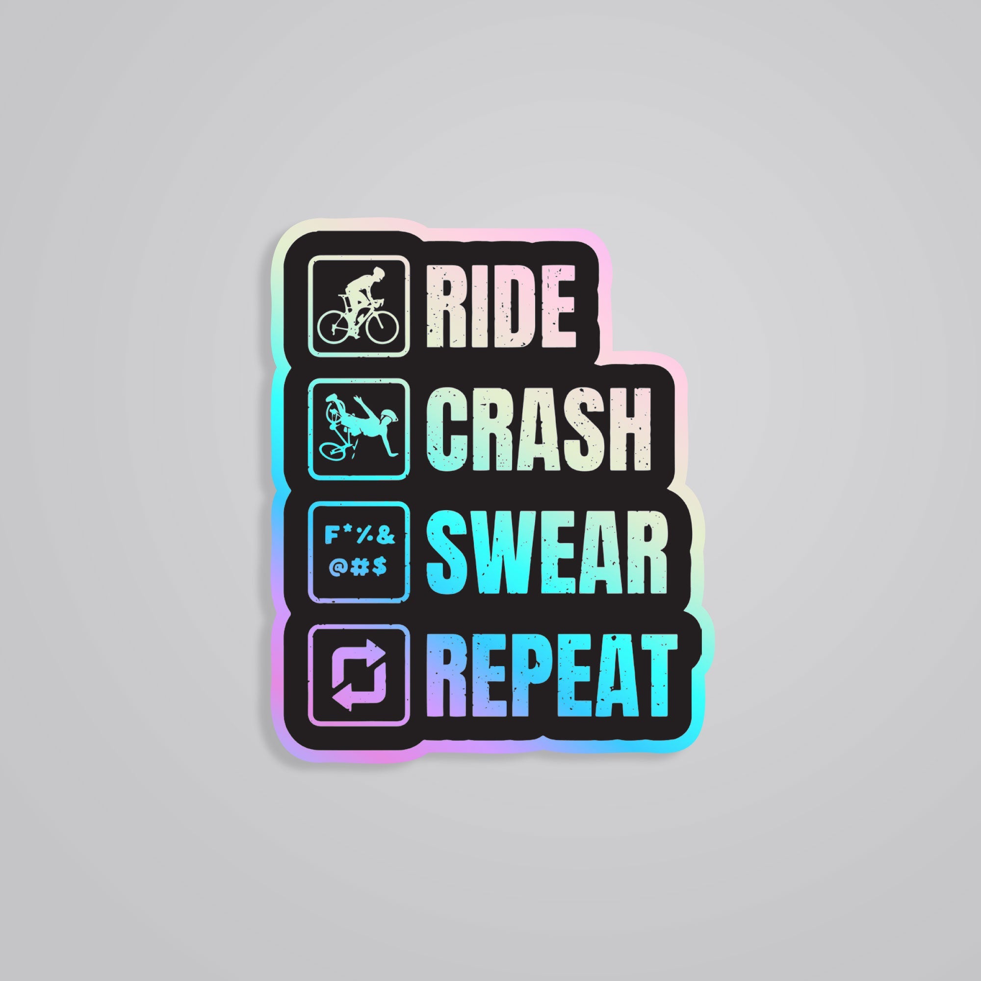Fomo Store Holographic Stickers Cars & Bikes Ride Crash Swear Repeat