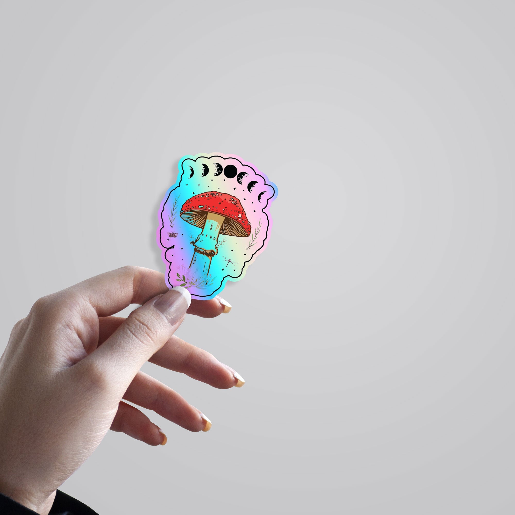 Aesthetic Mushroom Fungi Holographic Stickers