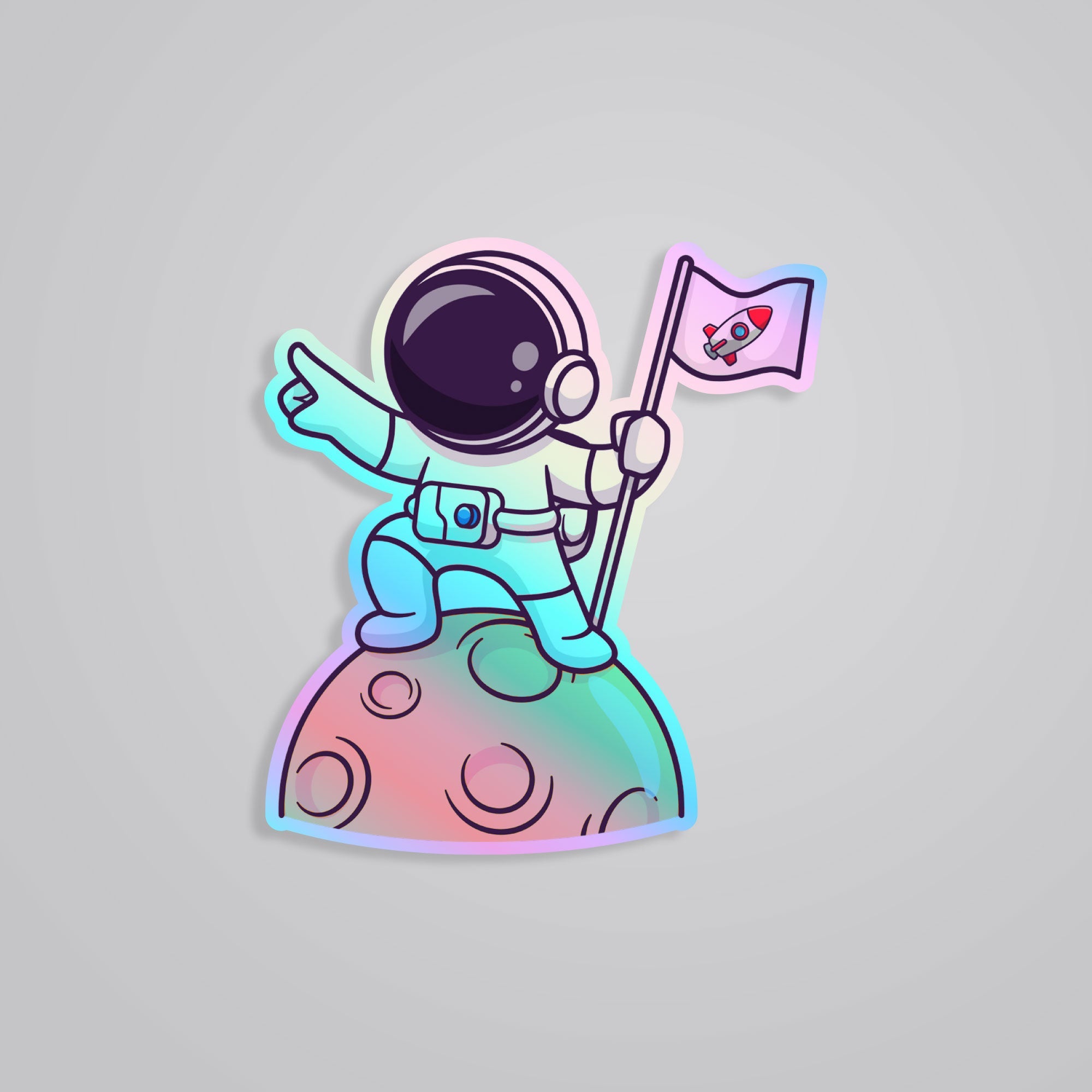 Fomo Store Holographic Stickers Casual Singing Astronaut