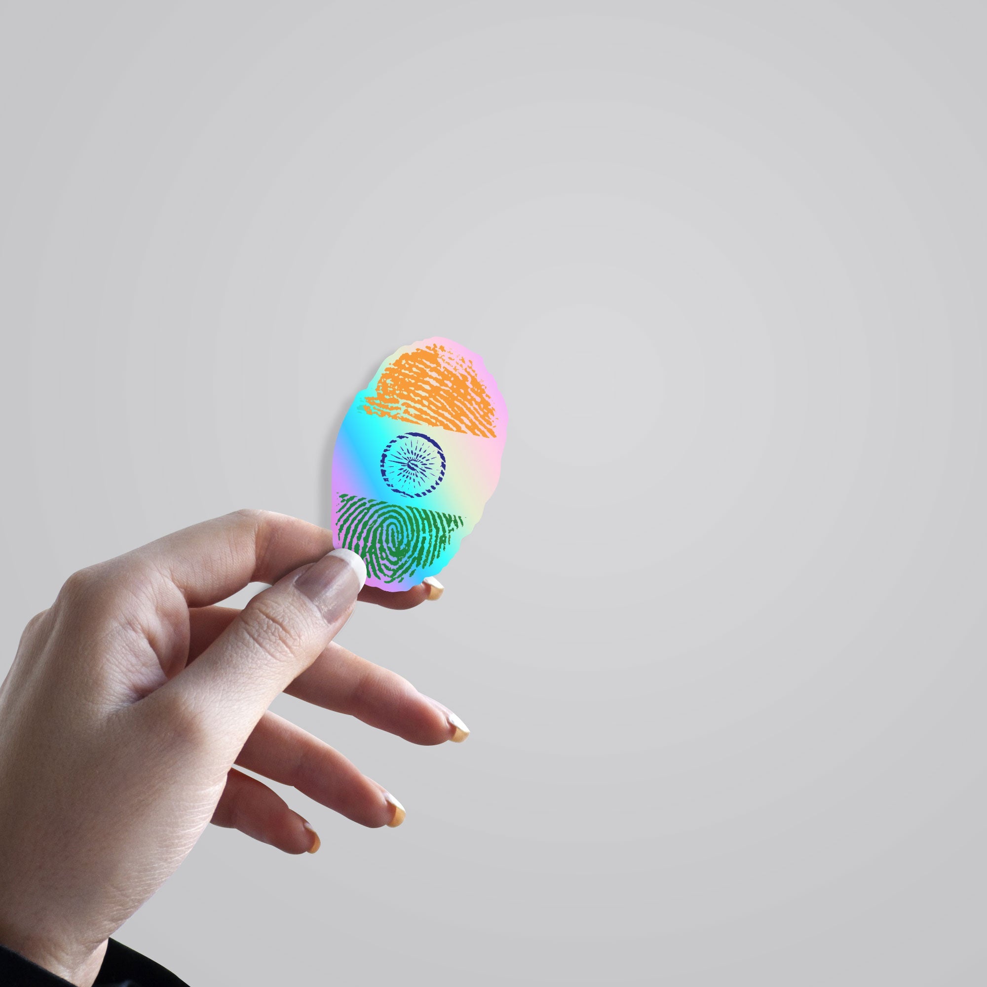 Indian Flag Thumb Holographic Stickers