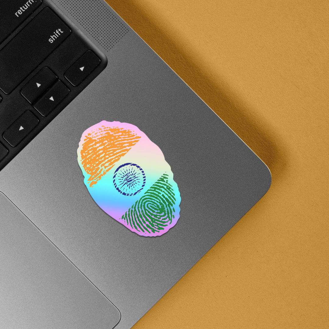 Indian Flag Thumb Holographic Stickers