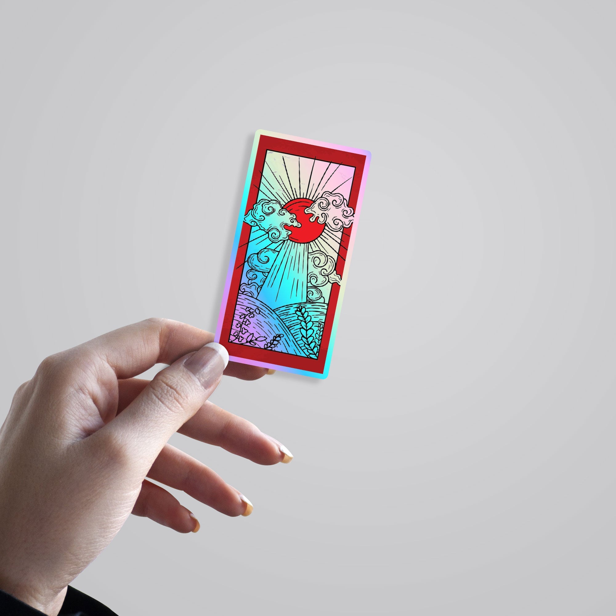Red Moon Art Holographic Stickers