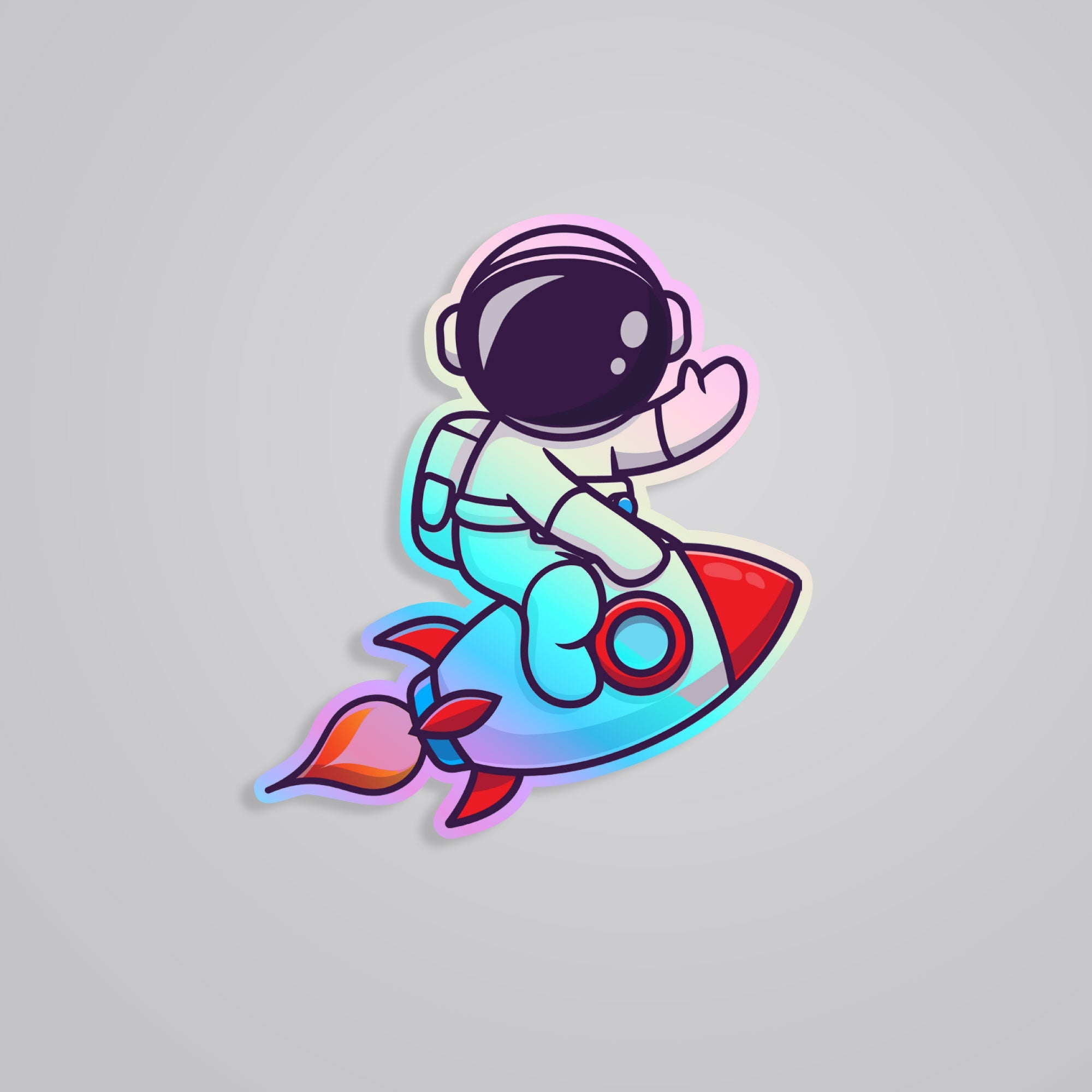 Fomo Store Holographic Stickers Casual Rocket Ship Astronaut