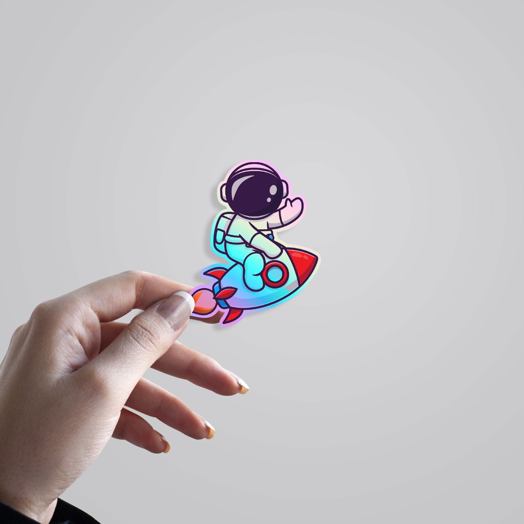 Riding Astronaut Holographic Stickers