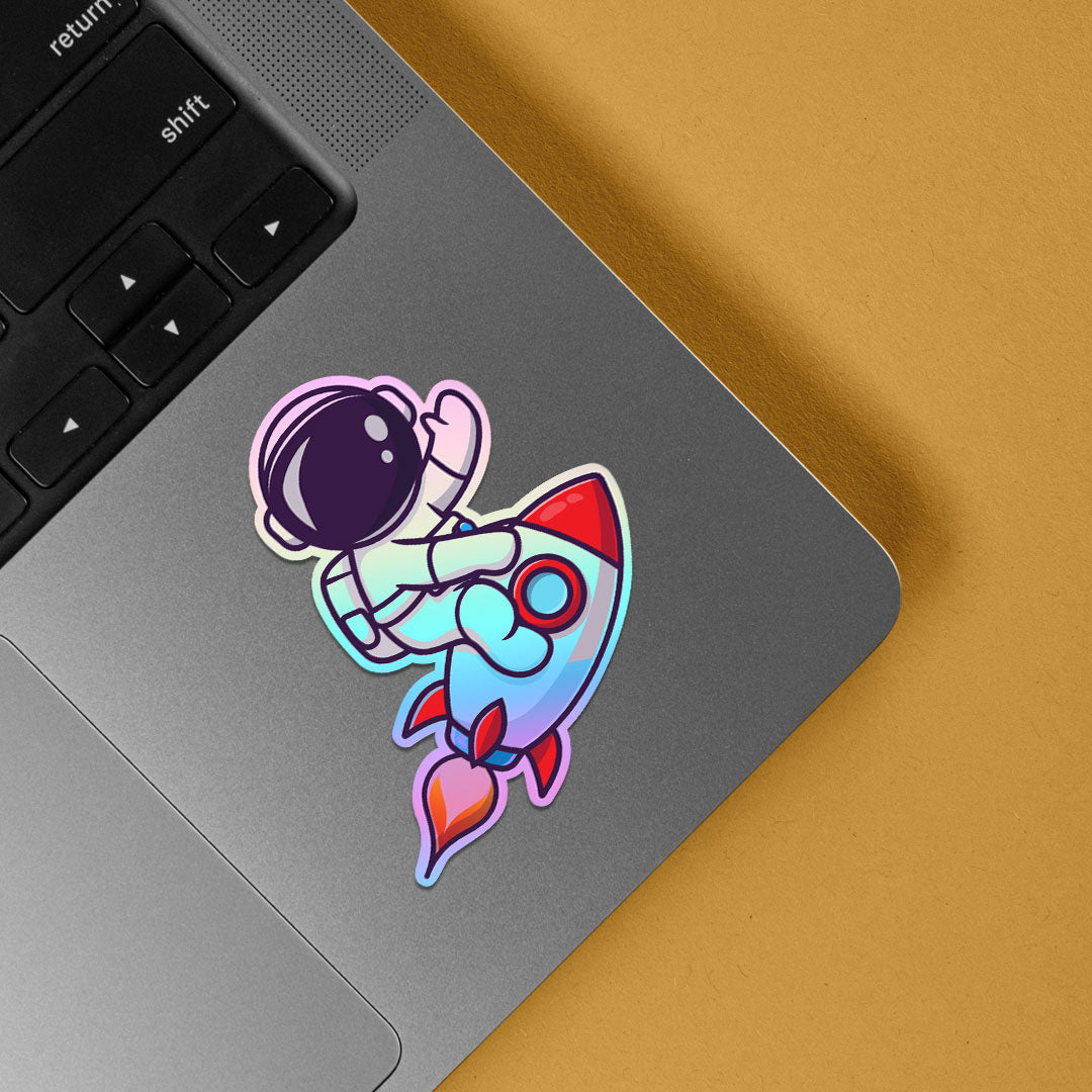 Riding Astronaut Holographic Stickers