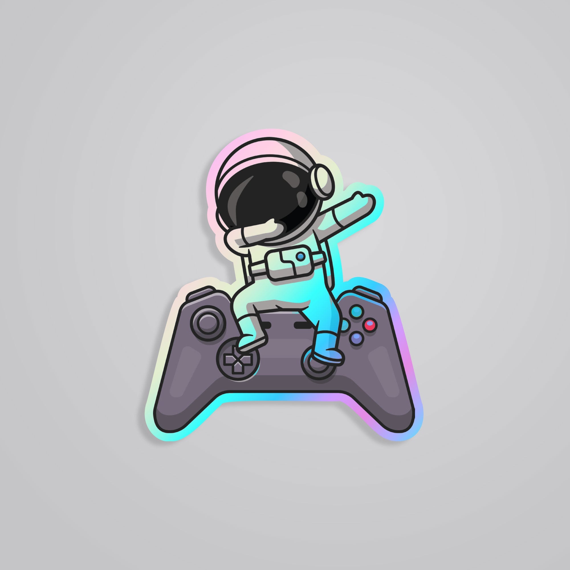 Fomo Store Holographic Stickers Gaming Astronaut Dabbing on Controller