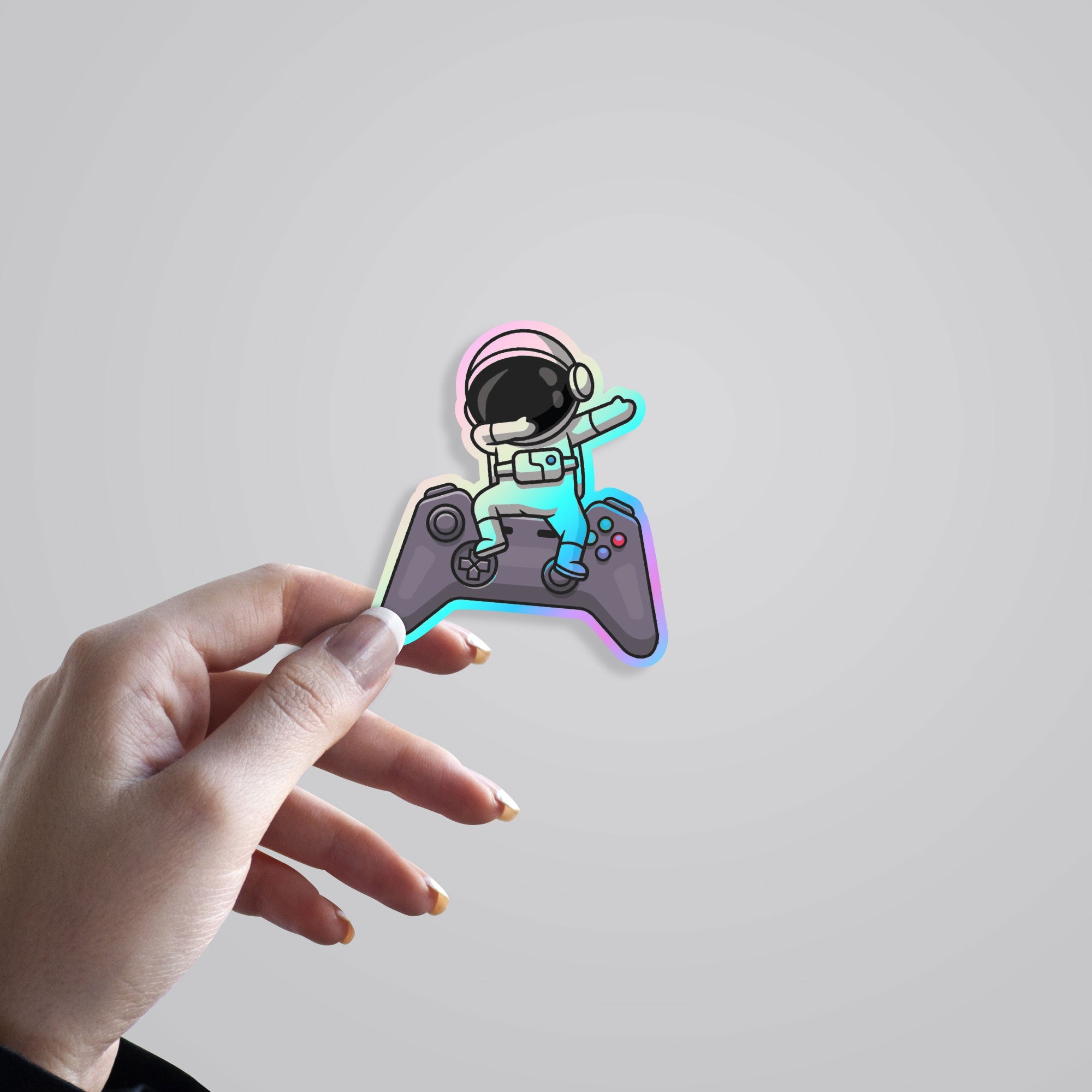 Astronaut Dabbing on Controller Holographic Stickers