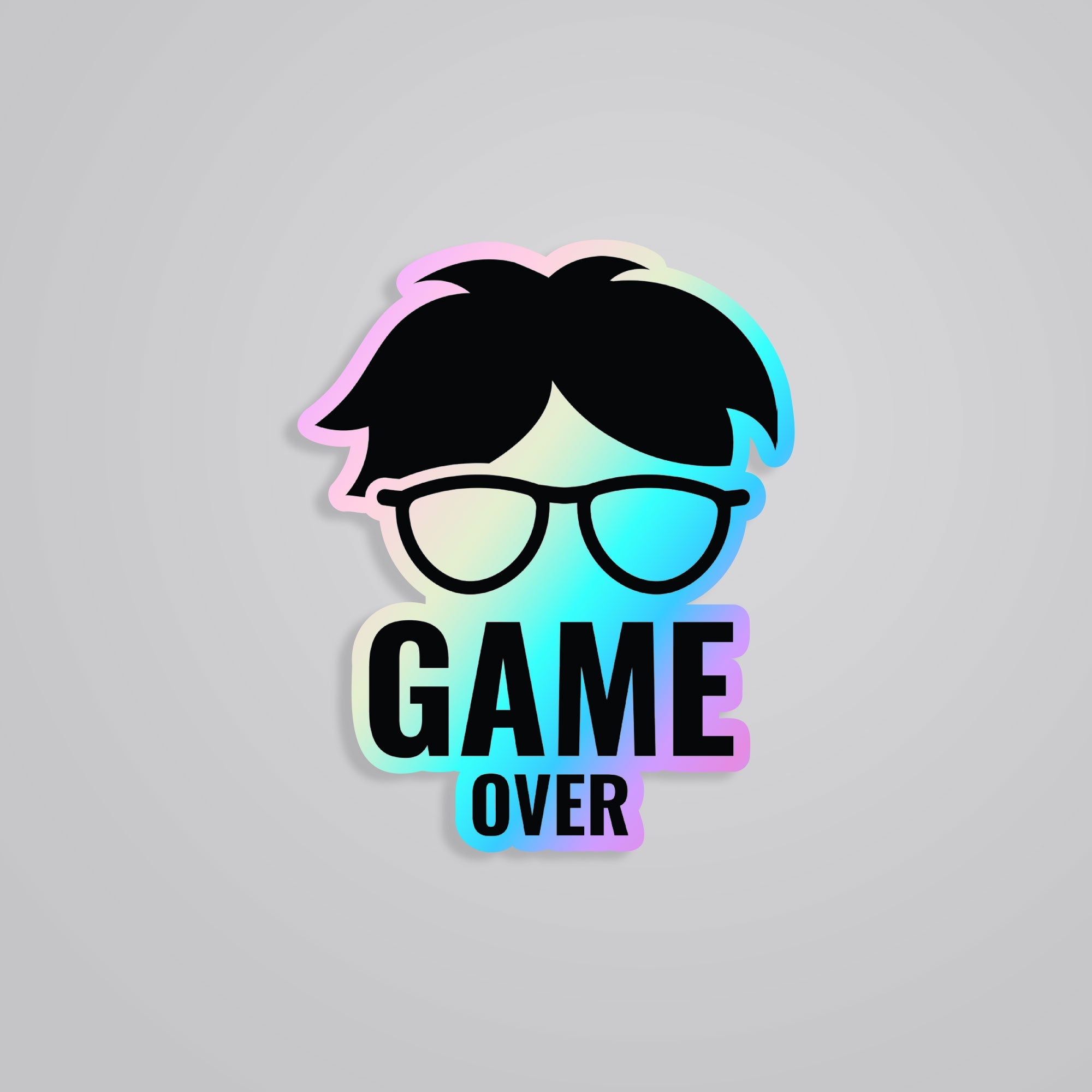 Fomo Store Holographic Stickers Gaming Game Over Glasses Man