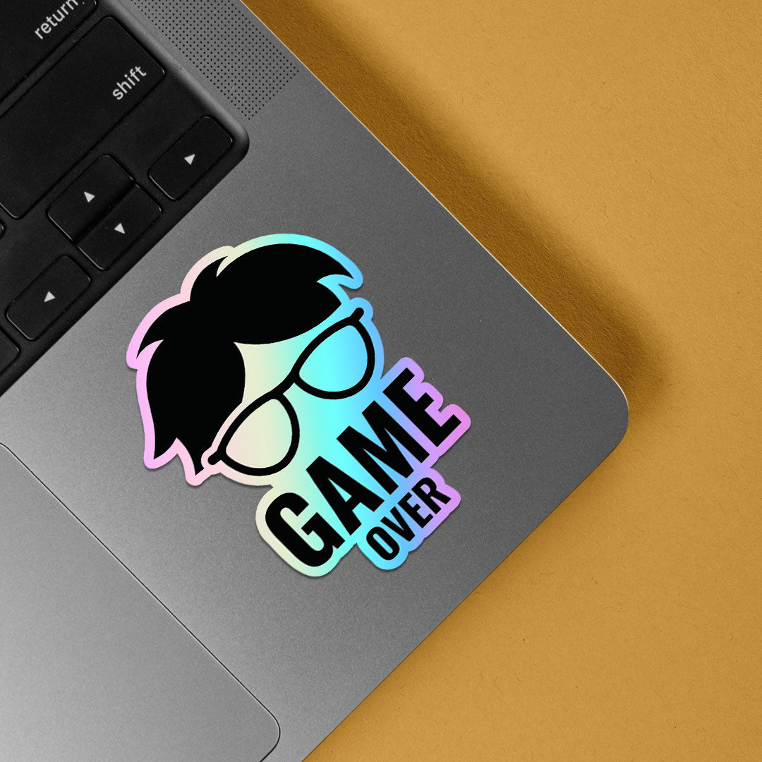 Game Over Glasses Man Holographic Stickers