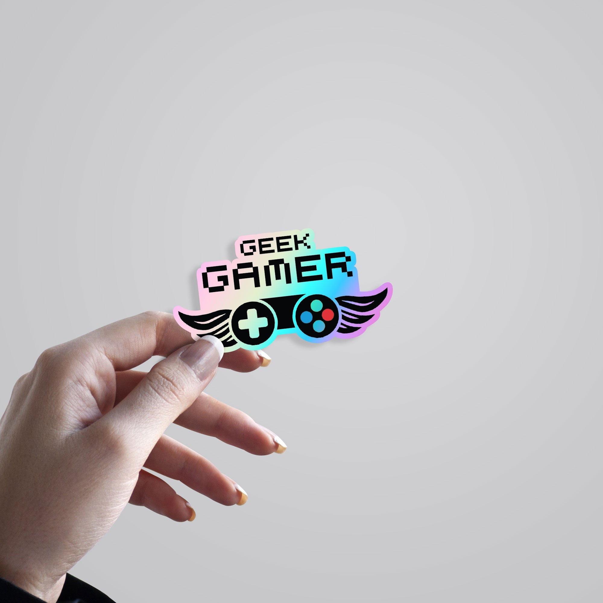 Geek Gamer Wings Holographic Stickers