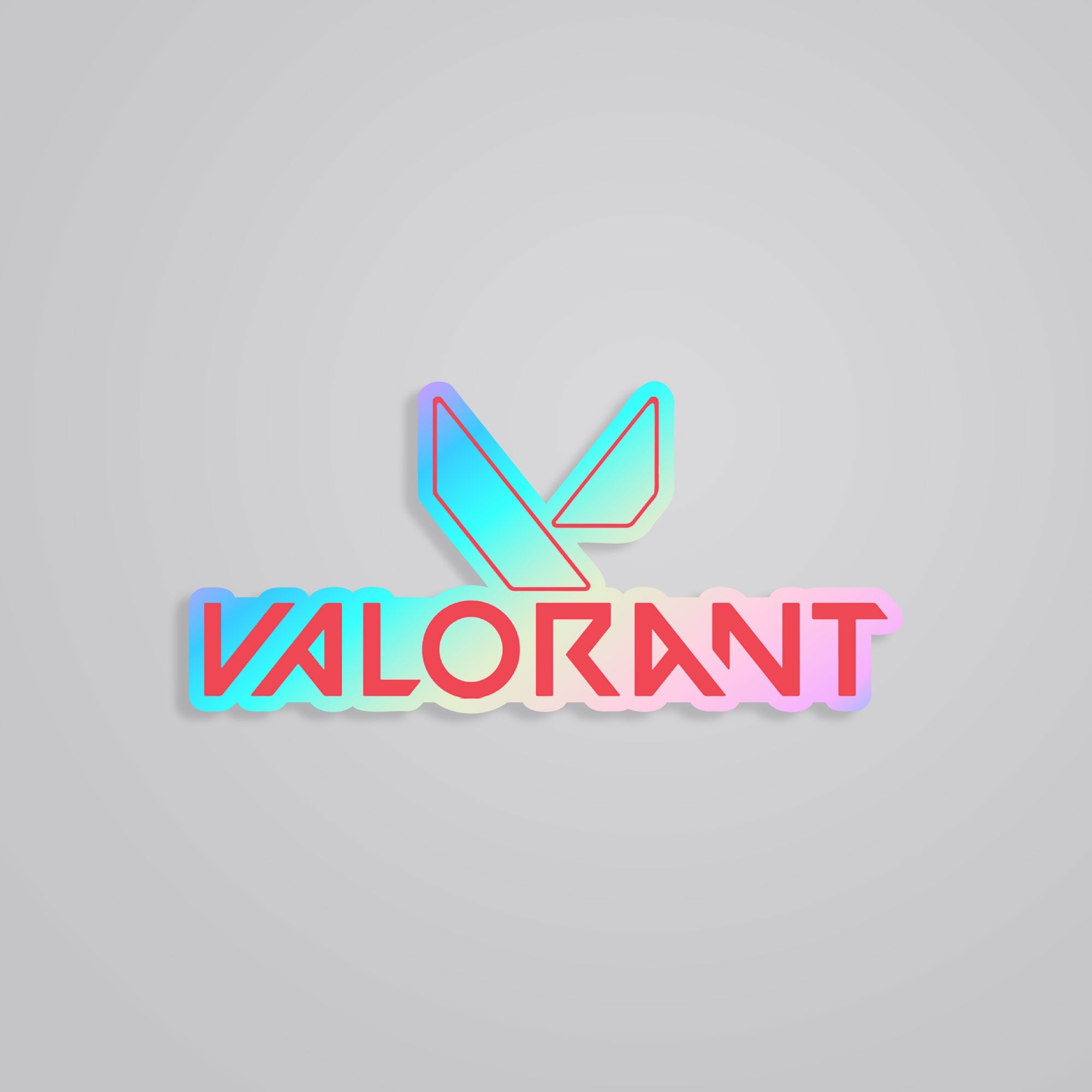 Fomo Store Holographic Stickers Gaming Valorant Logo in Coral
