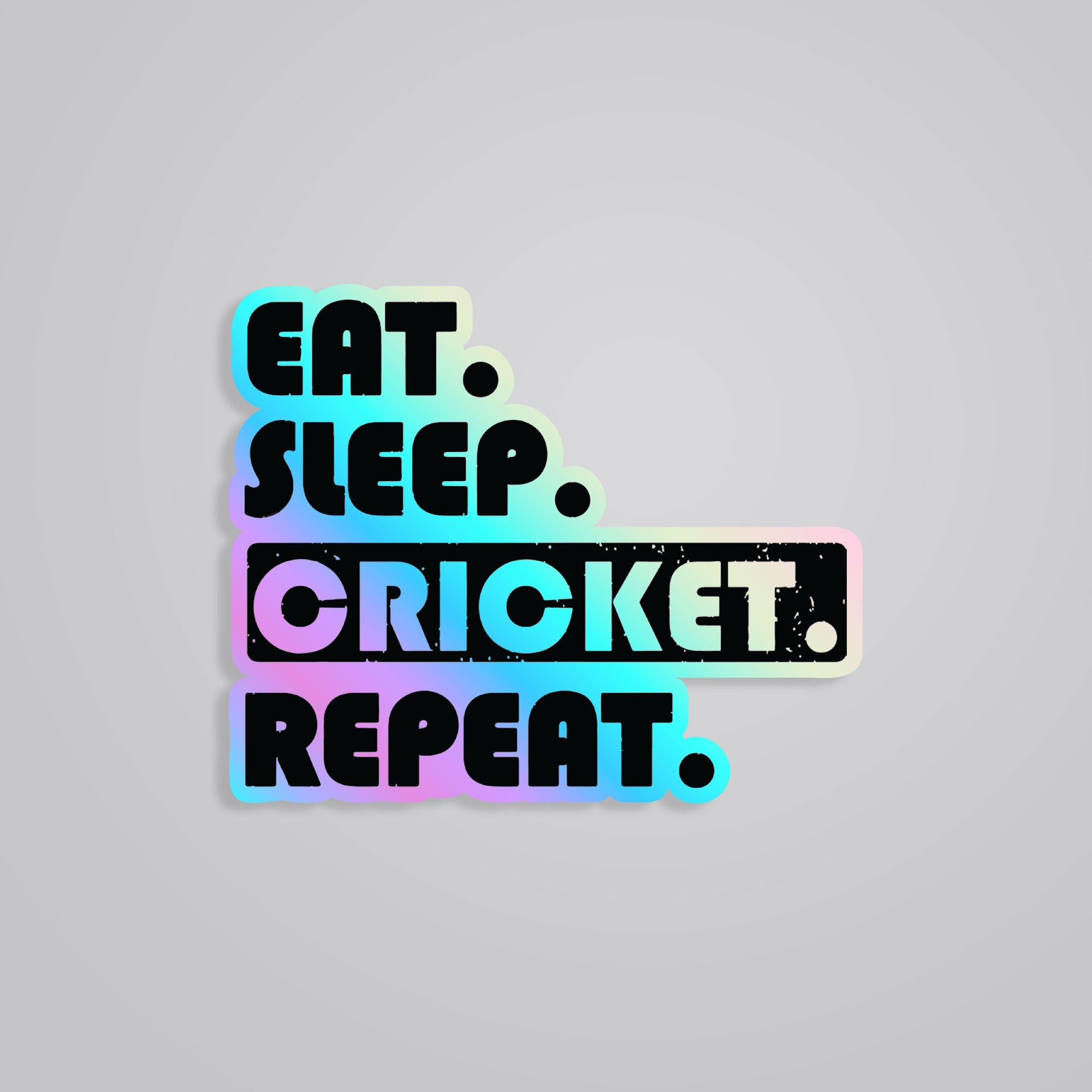Fomo Store Holographic Stickers Sports Eat, Sleep, Cricket, Repeat